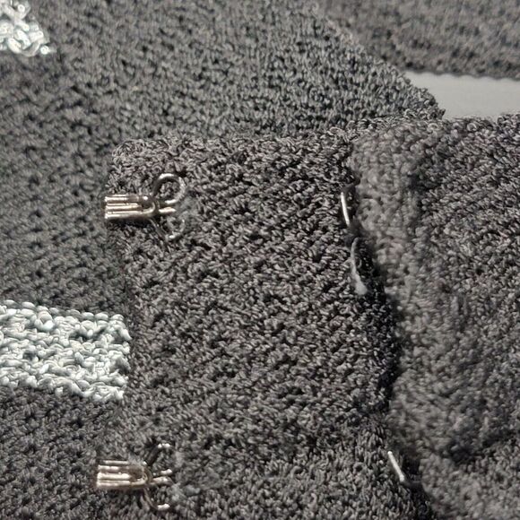 Jones New York Signature Cardigan Womens Large Black Silver Metallic Stripes - Picture 10 of 16